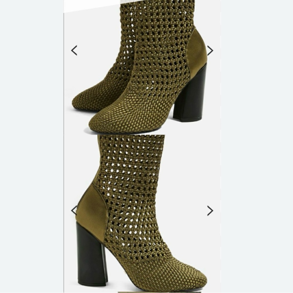 Women’s Topshop Helena Black Weave Boots Heels.